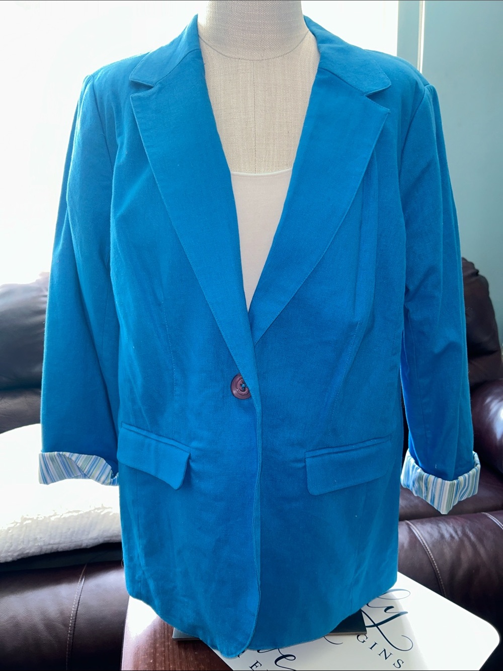 Studio Works Vintage- Size 14 Beautiful Bright Blue Women's Blazer Jacket